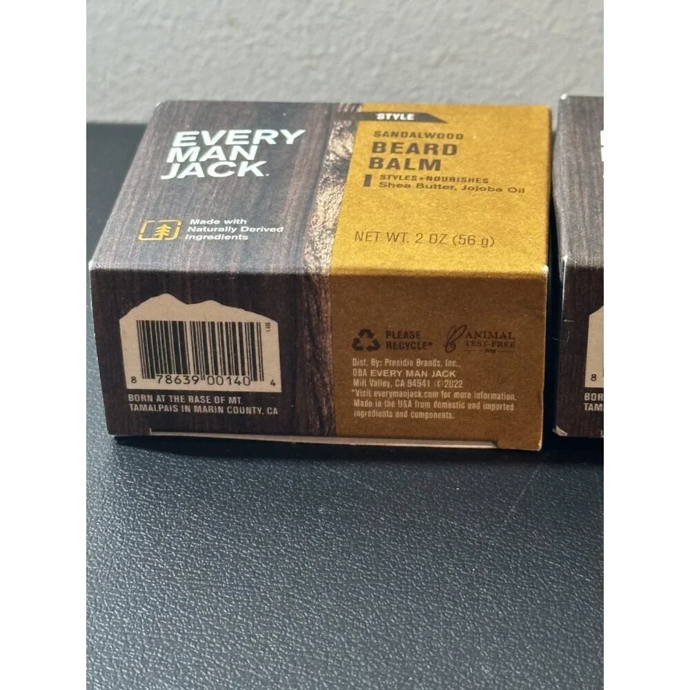 New Every‎ Man Jack Beard Balm Grooming Sandalwood Pack of 2
